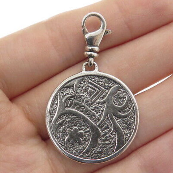 SILPADA Sterling Silver Vintage Dream It Reversible Disc Lobster Clasp Pendant - Picture 2 of 7